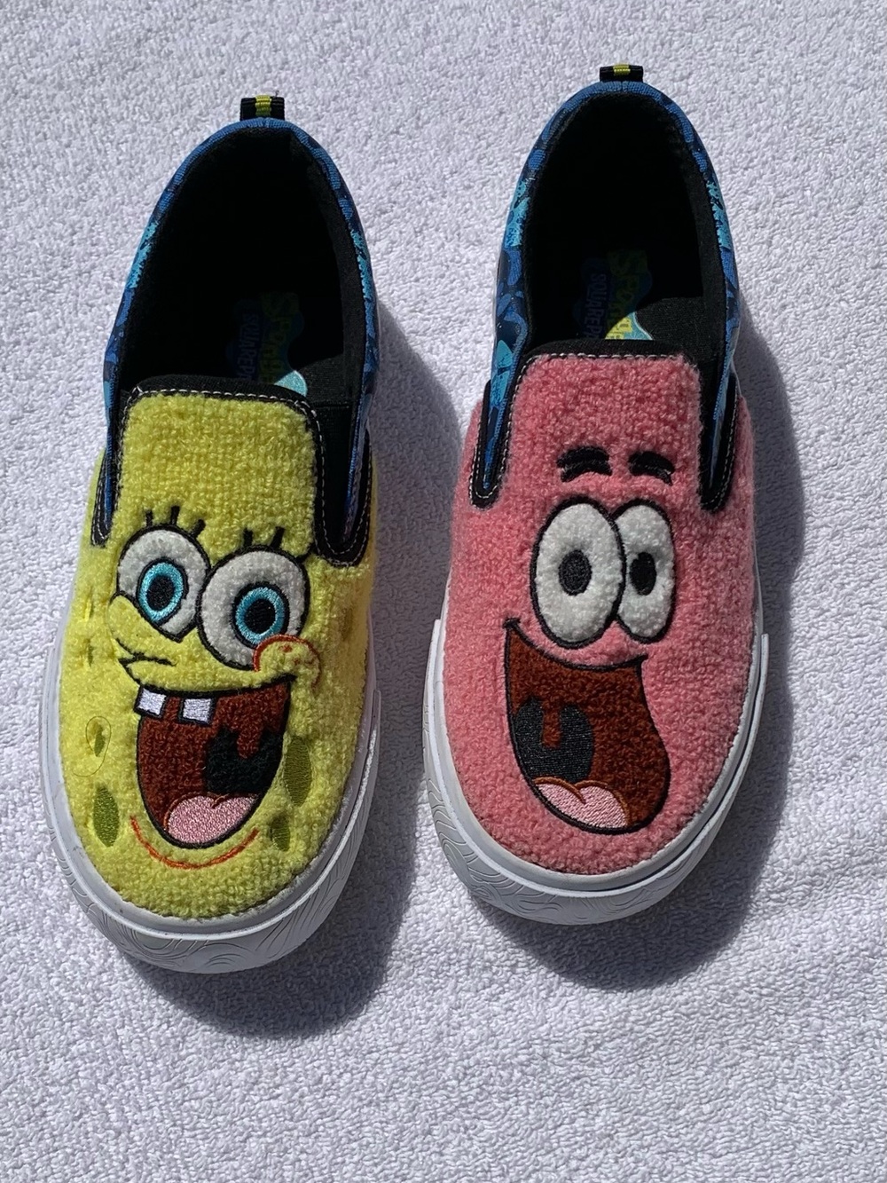 SpongeBob Squarepants and Patrick Fleece Embroidered Kids Slip-On Sneakers